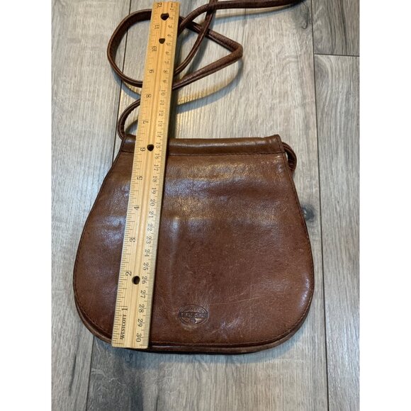 Vintage Fossil Brown Leather Boho Double Pocket Saddle Shoulder Cross Body Bag - Picture 4 of 8